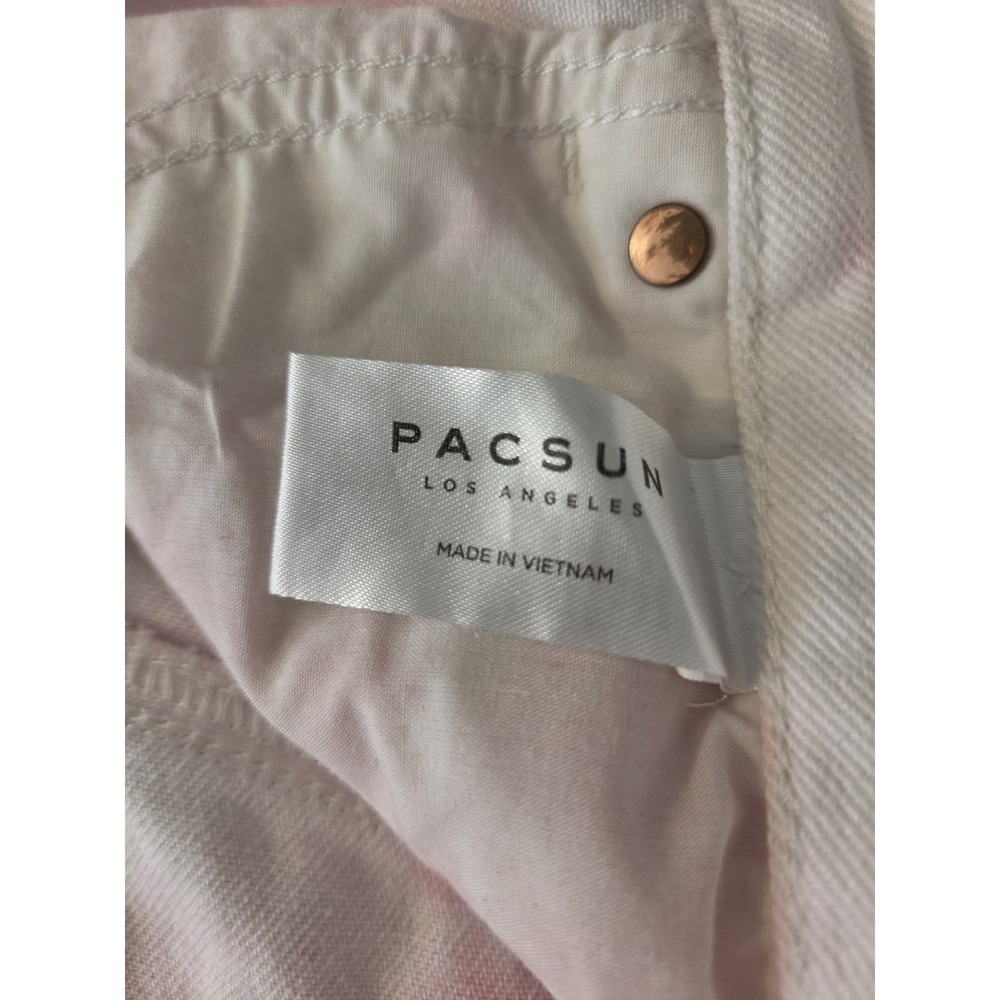 PacSun White Pink Tie Dye High Rise Festival Jean Cut Off Shorts 28 Boho Preppy - Picture 9 of 11